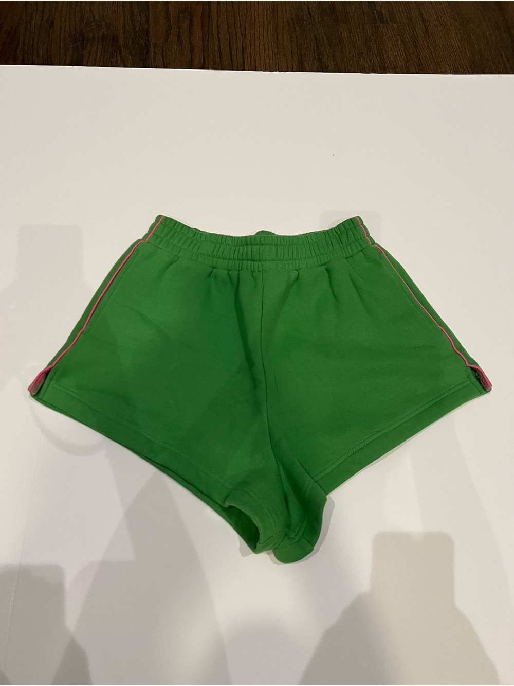 Charlie Holiday Green Athletic Shorts with Pink Trim